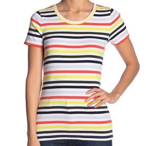 J Crew Perfect Fit Tee in white multi stripe